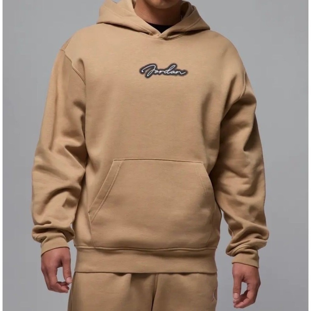 Jordan Hoodie Mens L‎ Tan Excellent Flight Heritage Championship Rings Pullover